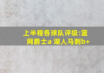 上半程各球队评级:篮网爵士a 湖人马刺b+